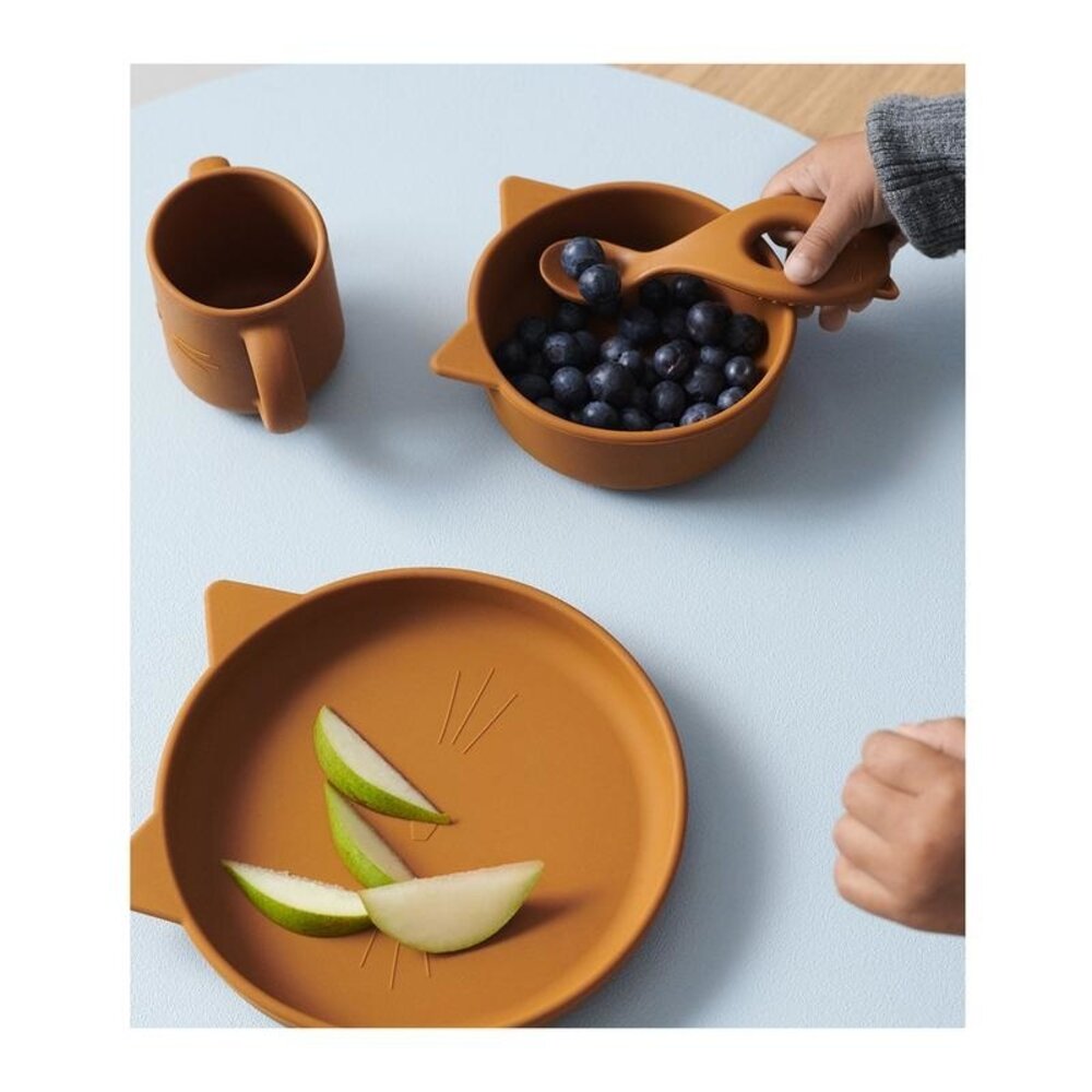 Liewood vivi silicone set - 4 pack - cat mustard