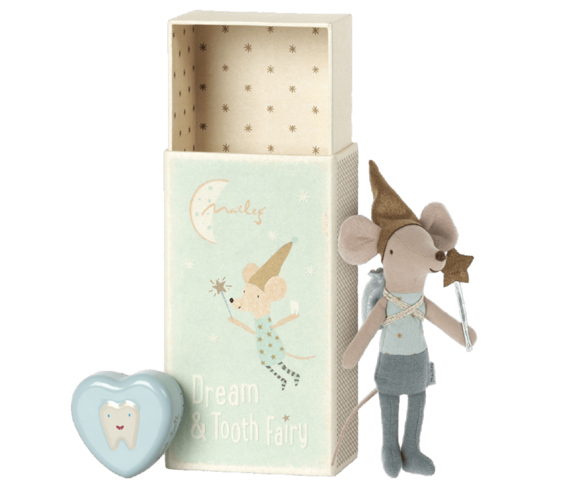 Maileg Tooth fairy mouse in matchbox blue Maileg Tooth fairy mouse in matchbox blue