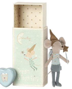Maileg Tooth fairy mouse in matchbox blue Maileg Tooth fairy mouse in matchbox blue