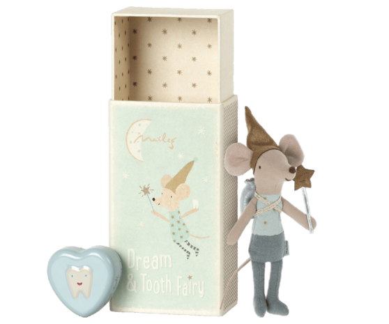 Maileg Tooth fairy mouse in matchbox blue Maileg Tooth fairy mouse in matchbox blue
