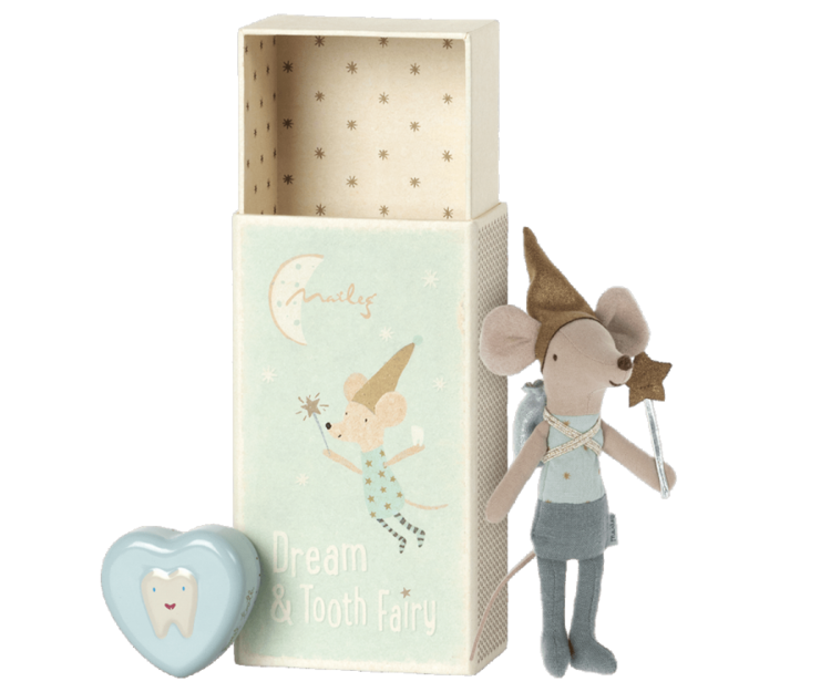 Maileg Tooth fairy mouse in matchbox ­blue