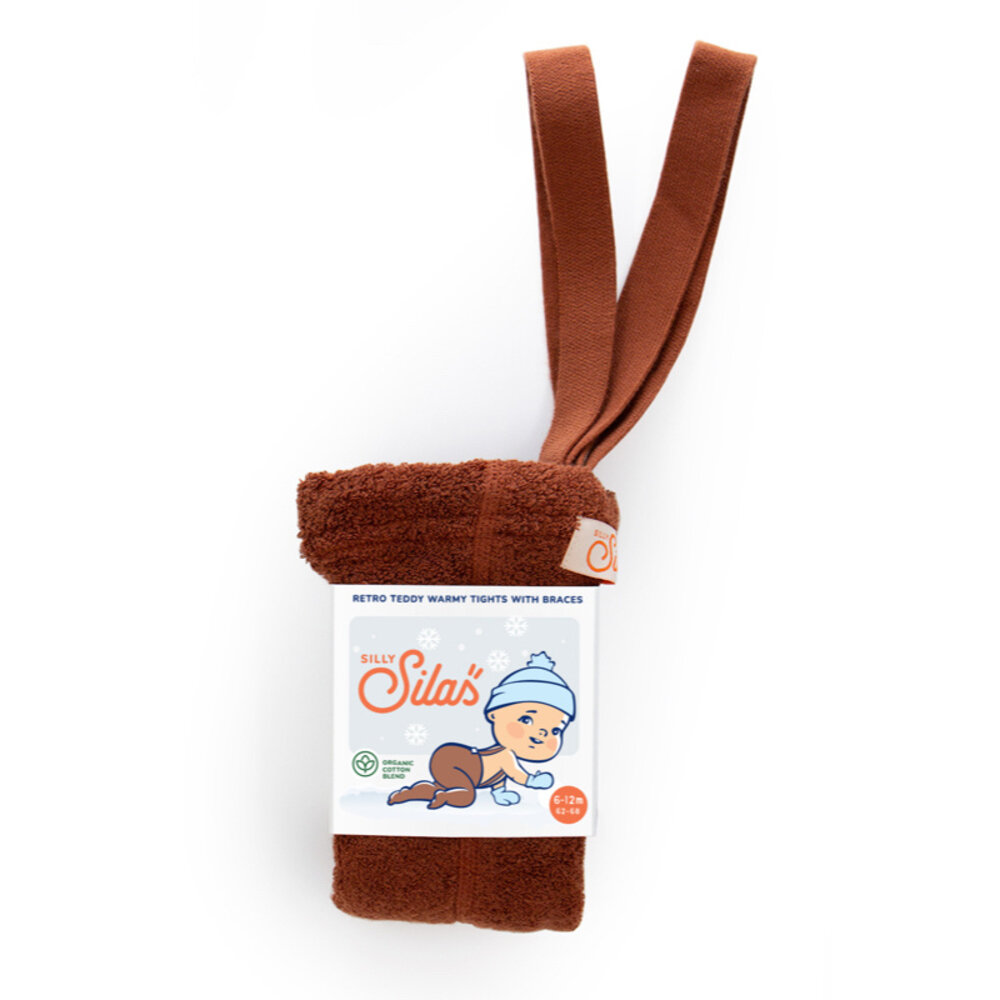 Silly Silas teddy warmy cotton tights - cinnamon