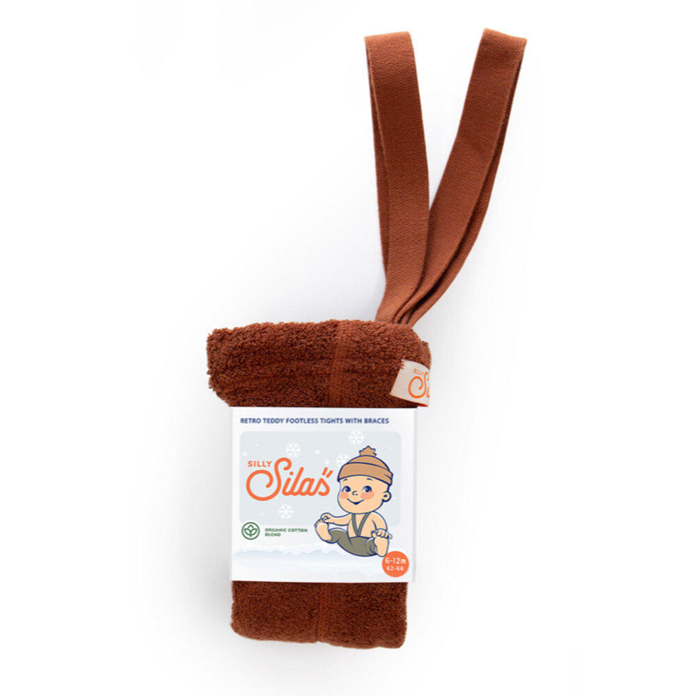 Silly Silas teddy warmy footless cotton tights - cinnamon