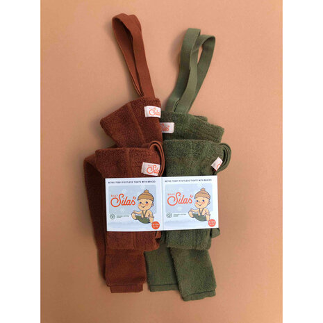 Silly Silas teddy warmy footless cotton tights - cinnamon
