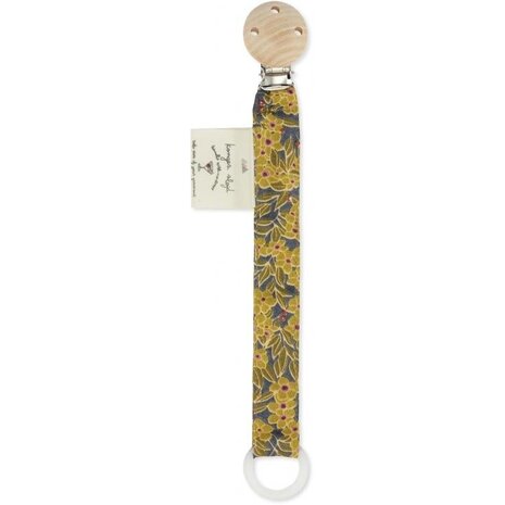 Konges Slojd pacifier strap - winter leaves mustard