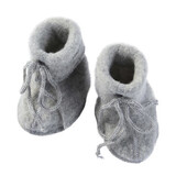 Engel Natur wool fleece baby bootees - light grey melange