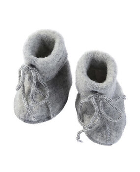 Engel Natur wol fleece baby slofjes - light grey melange Engel Natur wol fleece baby slofjes - light grey melange