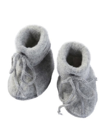Engel Natur wol fleece baby slofjes - light grey melange