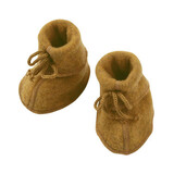 Engel Natur wol fleece baby slofjes - safran melange Engel Natur wol fleece baby slofjes - safran melange