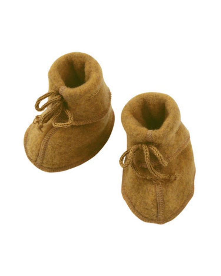 Engel Natur wol fleece baby slofjes - safran melange