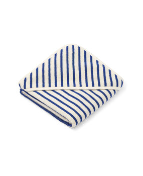 Liewood Alba hooded baby towel yarn dyed - Stripe surf blue