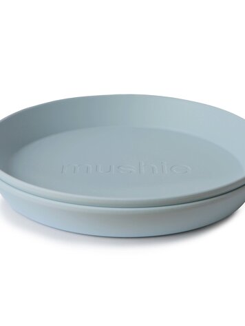 Mushie Set van 2 ronde borden  - powder blue