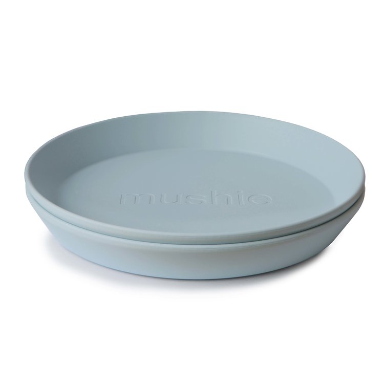 Mushie Set van 2 ronde borden  - powder blue