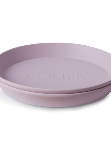 Mushie Set van 2 ronde borden  - soft lilac
