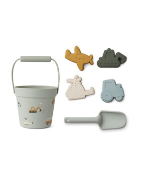 Liewood Silicone beach set - vehicles / dove blue mix