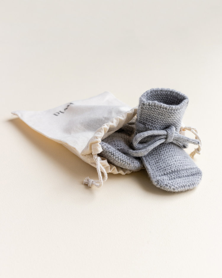 Hvid babyslofjes van merinowol grijs melange