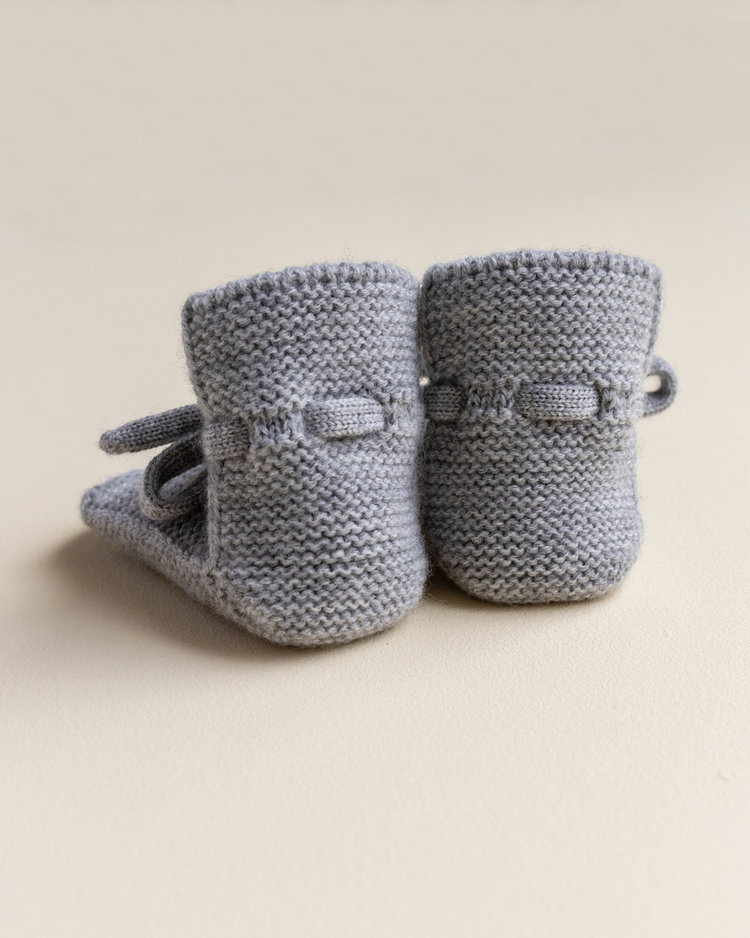 Hvid babyslofjes van merinowol grijs melange
