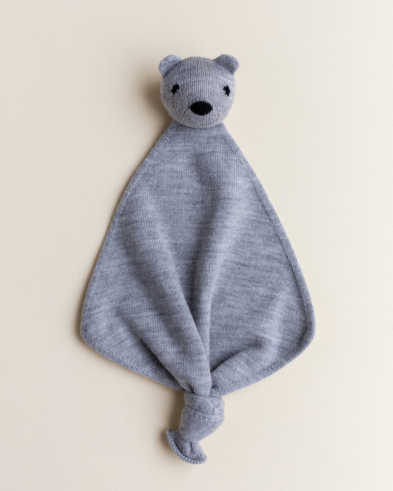 Hvid Teddy Tokki grey melange - knuffeldoekje merinowol