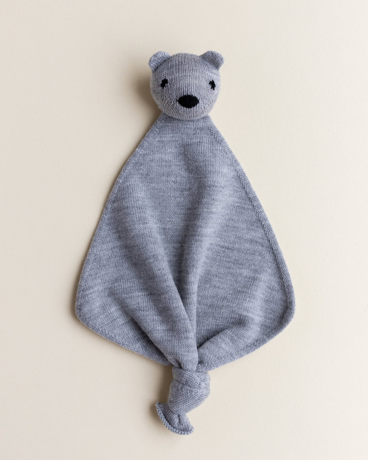 Hvid Teddy Tokki grey melange - knuffeldoekje merinowol