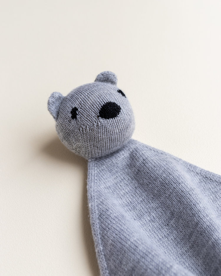 Hvid Teddy Tokki grey melange - knuffeldoekje merinowol