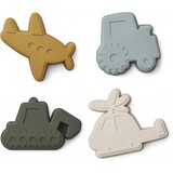 Liewood Gill sand moulds 4-pack - vehicles / dove blue mix