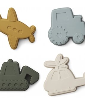 Liewood Gill sand moulds 4-pack - vehicles / dove blue mix