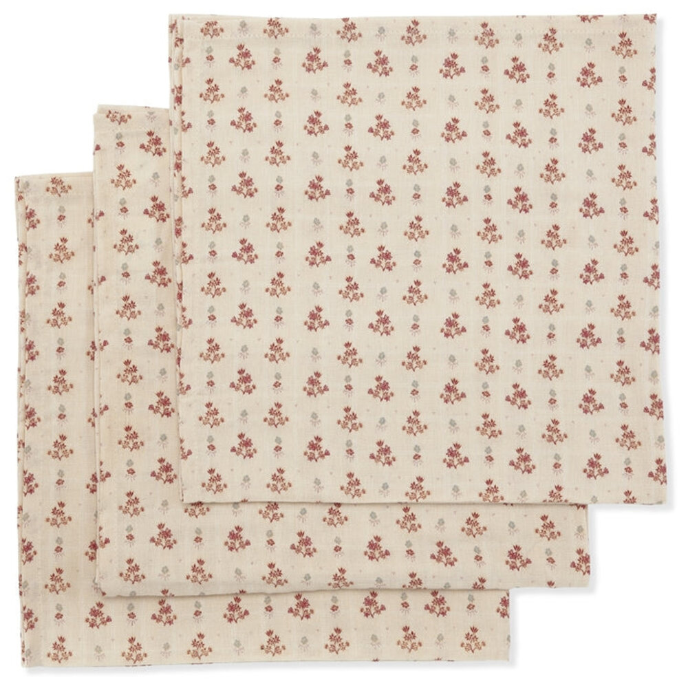 Konges Slojd Set van 3 hydrofiele doeken - vintage floral red