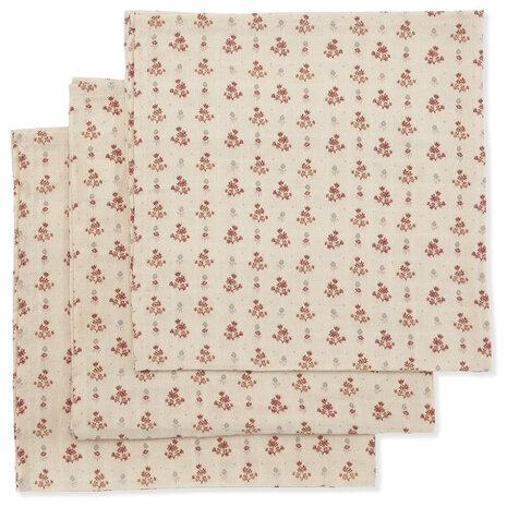 Konges Slojd Set van 3 hydrofiele doeken - vintage floral red