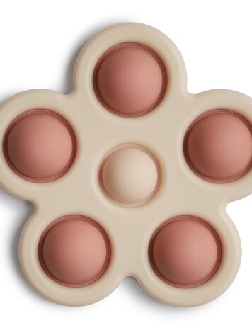 Mushie Press toy flower - rose/blush/shifting sand