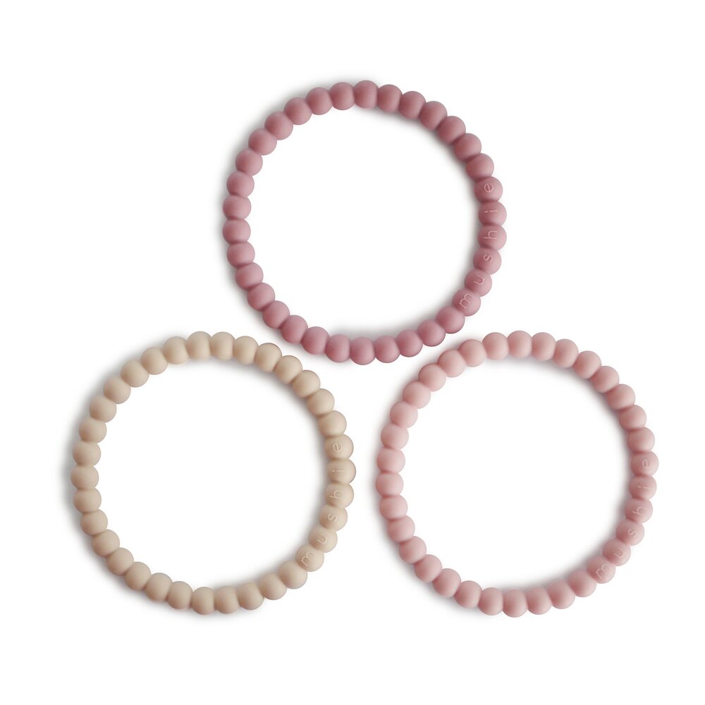 Mushie Silicone bracelet - linen/peony/pale pink Mushie Silicone bracelet - linen/peony/pale pink