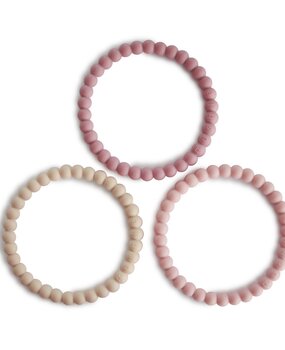 Mushie Silicone bracelet - linen/peony/pale pink Mushie Silicone bracelet - linen/peony/pale pink