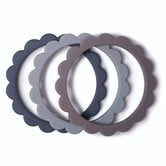 Flower teething bracelet - steel/d.gray/stone