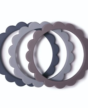 Mushie Flower teething bracelet - steel/d.gray/stone Mushie Flower teething bracelet - steel/d.gray/stone