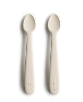 Mushie Siliconen baby lepels - ivory Mushie Siliconen baby lepels - ivory