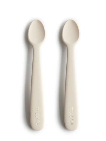 Mushie Siliconen baby lepels - ivory