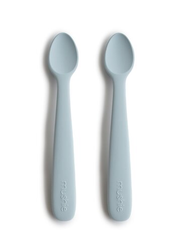 Mushie Siliconen baby lepels - powder blue