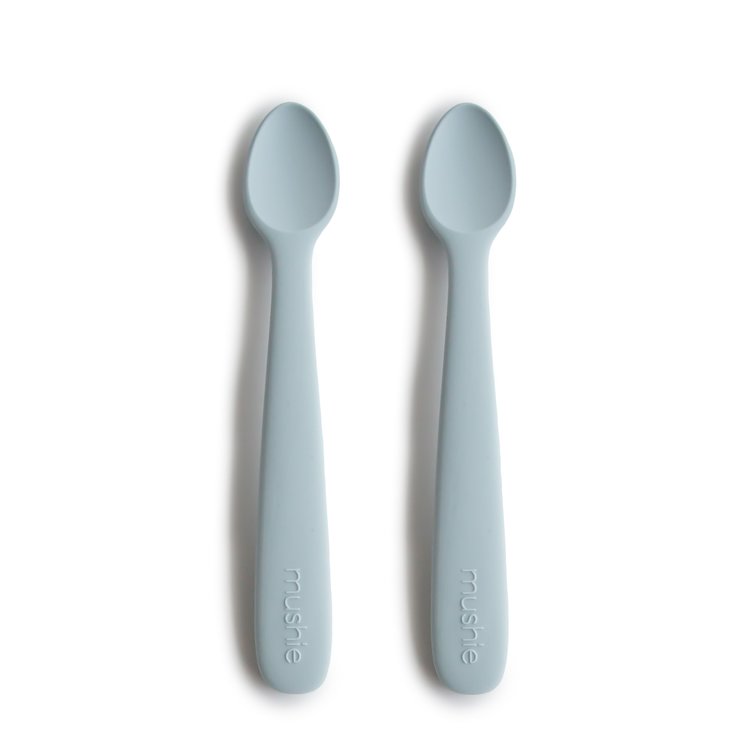 Mushie Siliconen baby lepels - powder blue