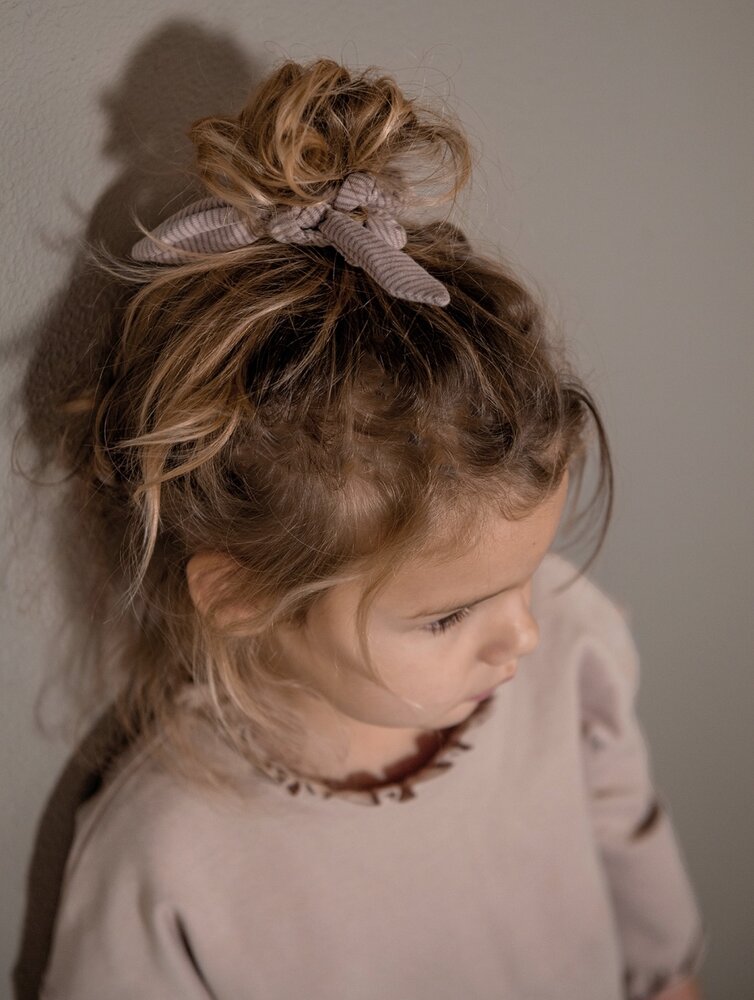 Nixnut Bow Scrunchie Mauve Stripe Nixnut Bow Scrunchie Mauve Stripe