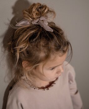 Nixnut Bow Scrunchie Mauve Stripe
