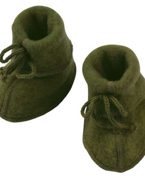 Engel Natur wol fleece baby slofjes - groen Engel Natur wol fleece baby slofjes - groen