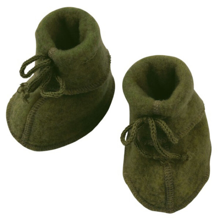 Engel Natur wol fleece baby slofjes - groen