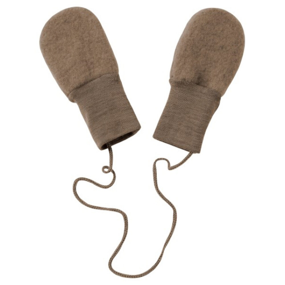 Engel Natur wol fleece baby wantjes - walnut melange Engel Natur wol fleece baby wantjes - walnut melange