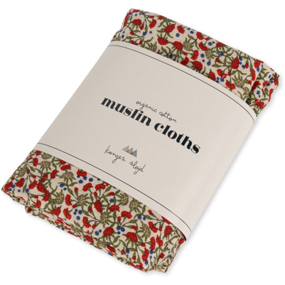 Konges Slojd 3 PACK MUSLIN CLOTH GOTS - Carnations
