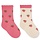 2 PACK JACQUARD SOCKS - STRAWBERRY PINK