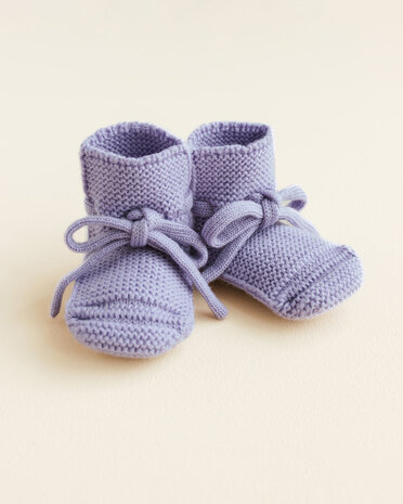 Hvid babyslofjes van merinowol lila Hvid babyslofjes van merinowol lila