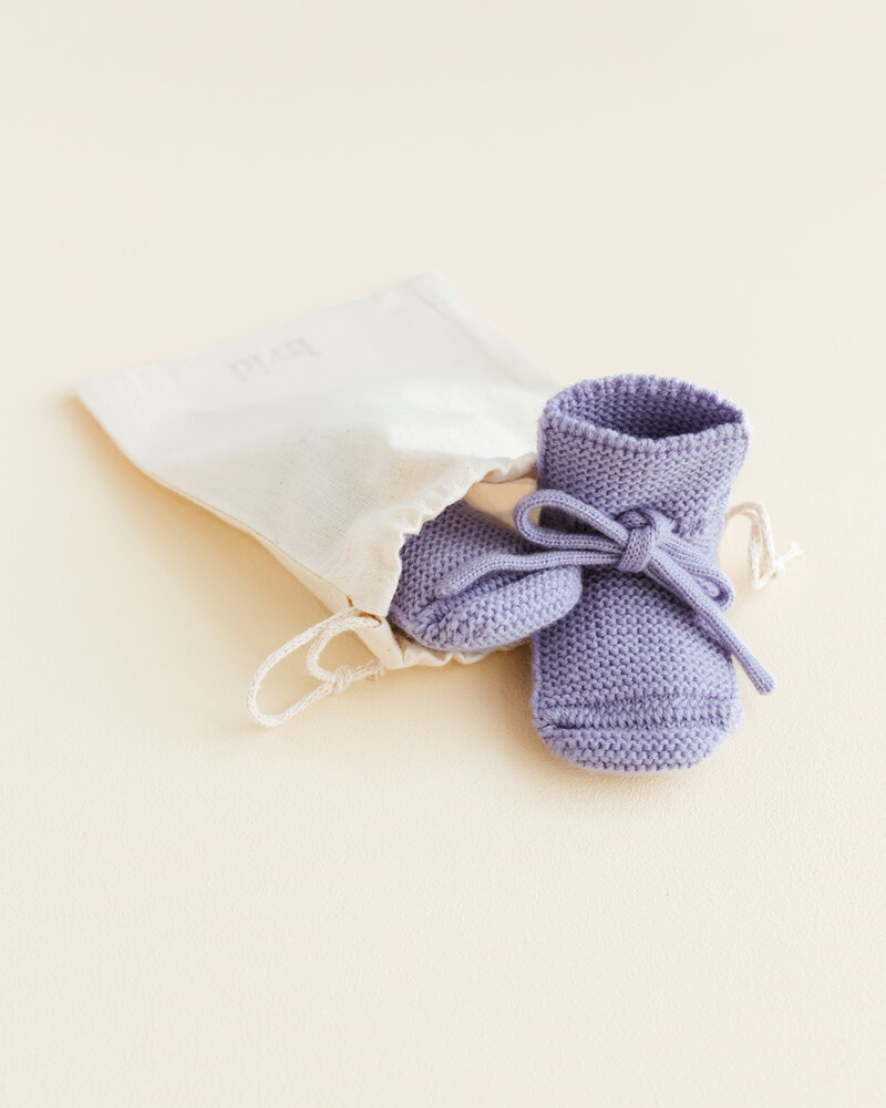 Hvid babyslofjes van merinowol lila Hvid babyslofjes van merinowol lila