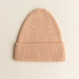 Hvid Beanie Fonzie NEWBORN - Salmon