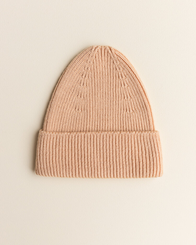 Hvid Babymuts beanie Fonzie NEWBORN Salmon