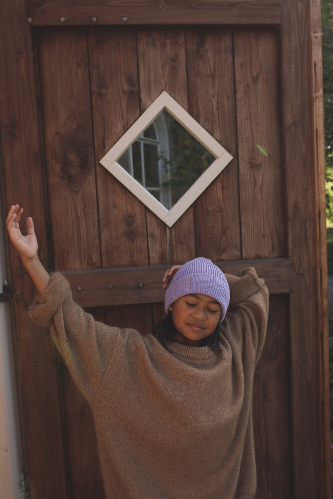 Hvid Beanie Fonzie KIDS - Lilac Hvid Beanie Fonzie KIDS - Lilac