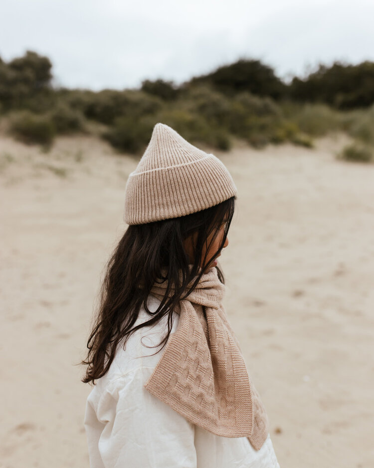 Hvid Beanie Fonzie KIDS - Sand - muts